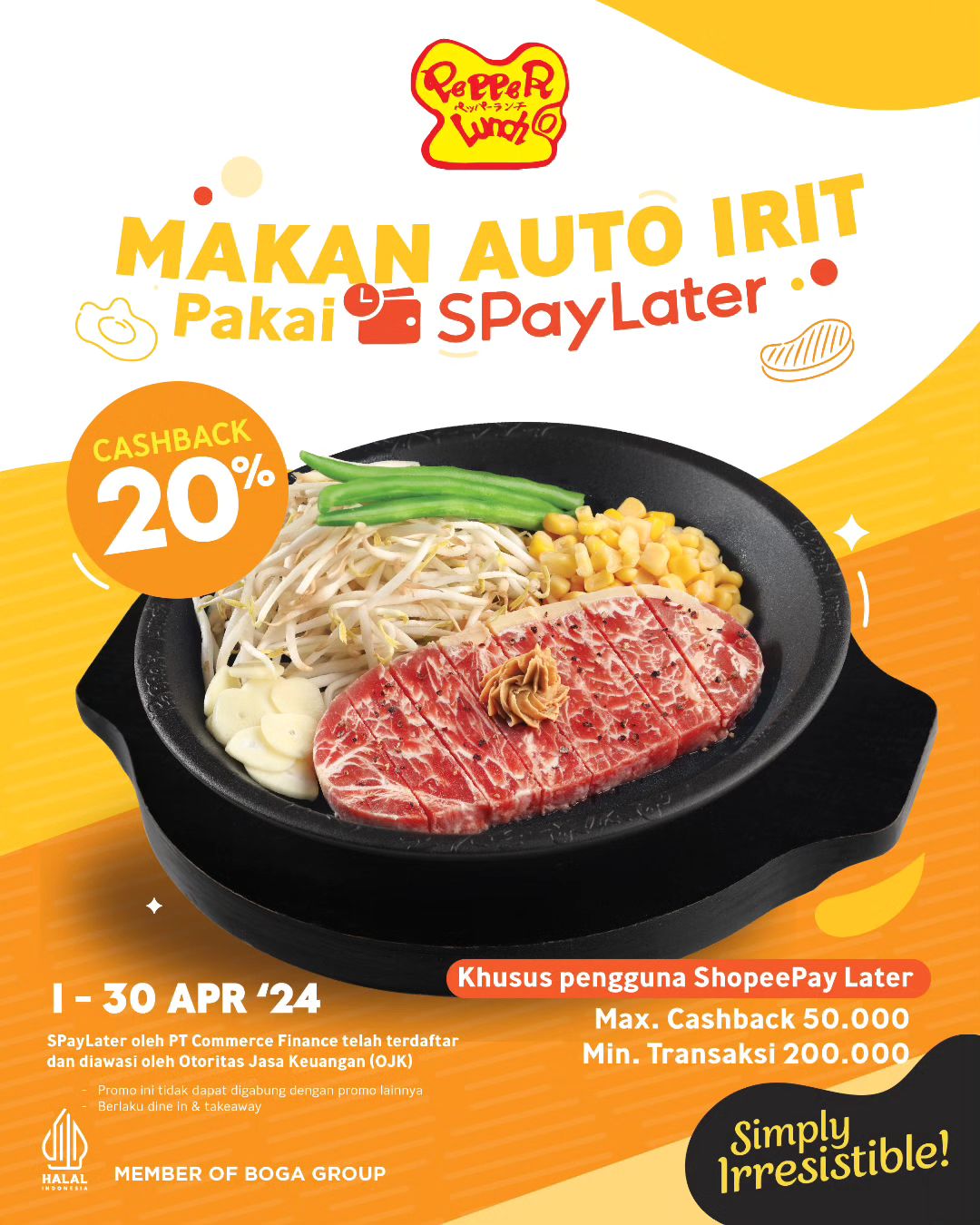 Promo PEPPER LUNCH SPAYLATER CASHBACK 20%